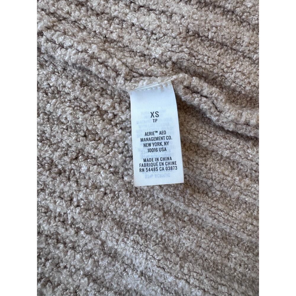 Aerie Taupe Beige Chunky Knit Open Front Cardigan Sweater Longline Oversized XS - Picture 6 of 6